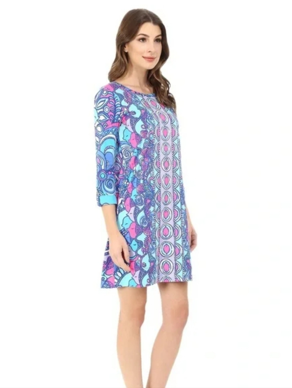 Lily Pulitzer Sea Jewels Linden Vibrant Blue & Pink Printed Shift Dress Size M